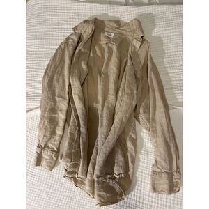 MATE the Label Organic Linen Oversized Button Down in Tan